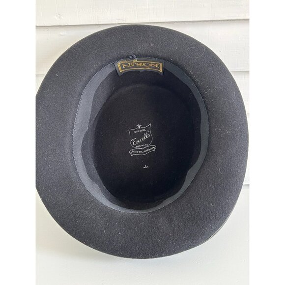 Kokin Womens Black Leather Trim Wool Avant Garde Round Crown Designer Hat - Picture 5 of 7